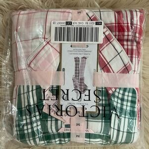 Victoria's Secret Pink and Green Plaid Pajama Set